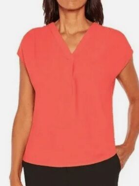 Banana Republic Coral-Red V-Neck Dolman Blouse
